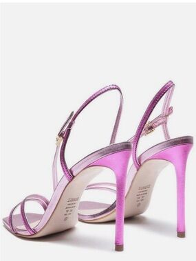 SCHUTZ Metallic Fuchsia Strappy Stiletto Sandals